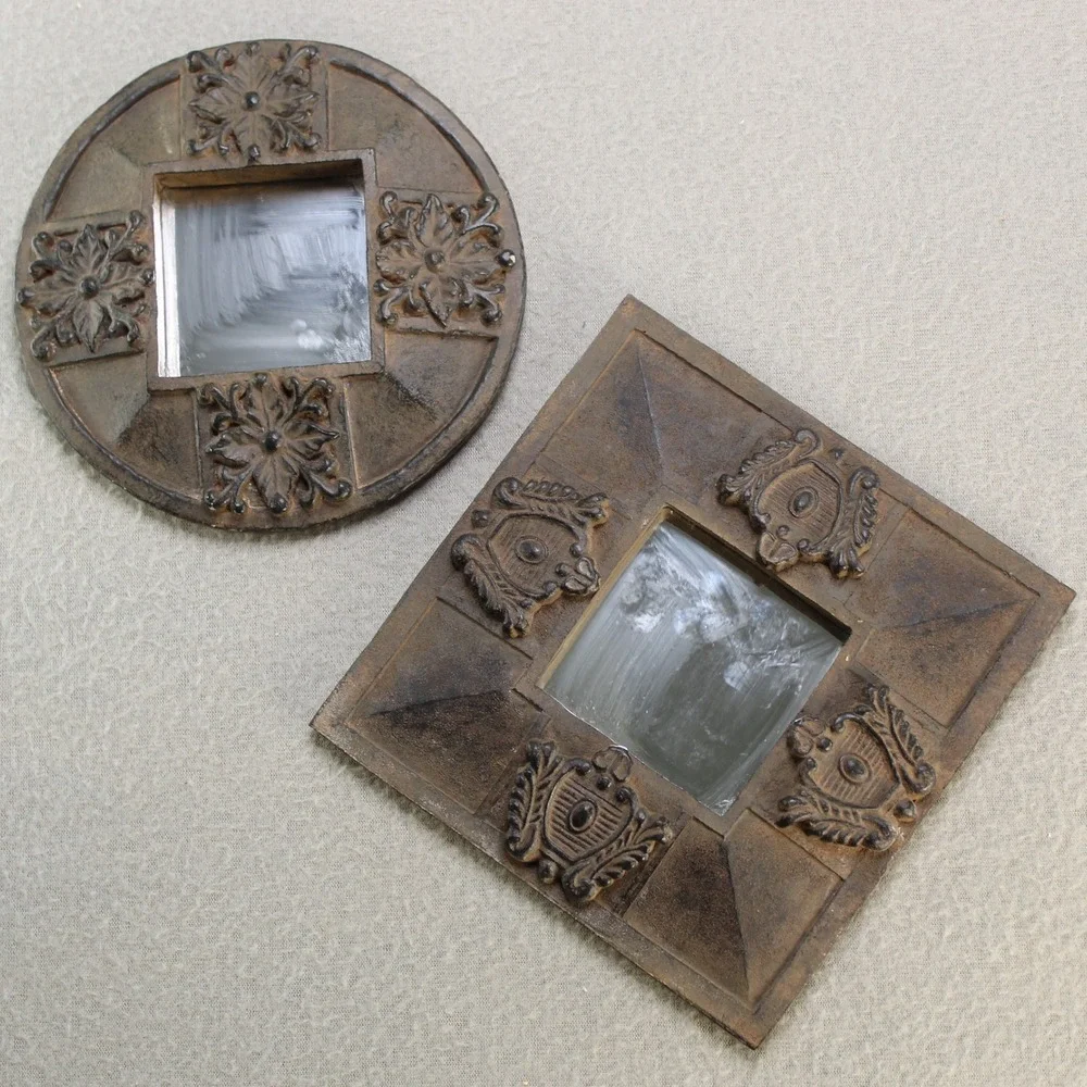 Decorative Mini Wall‎ Mirror Set Small Bronze Good Ornate Floral